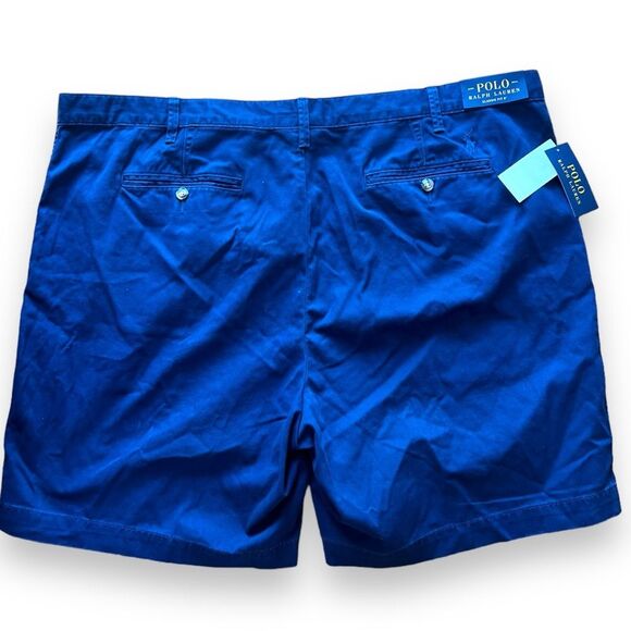 Polo Ralph Lauren Chino Shorts Classic Fit Flat Front Newport Navy Size 46 B NWT - Picture 2 of 15